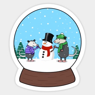 Opossum Snow Globe Sticker